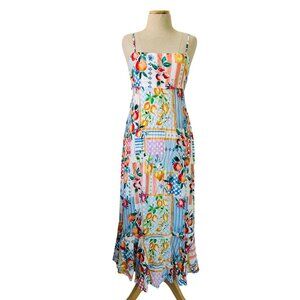 Paper Heart Womens Medium Patchwork Fruit Print Maxi Dress